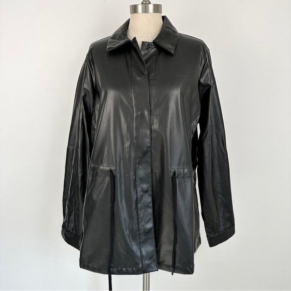 Lane Bryant Faux Leather Shirt Jacket Black  Size 14 NWT - Picture 4 of 14